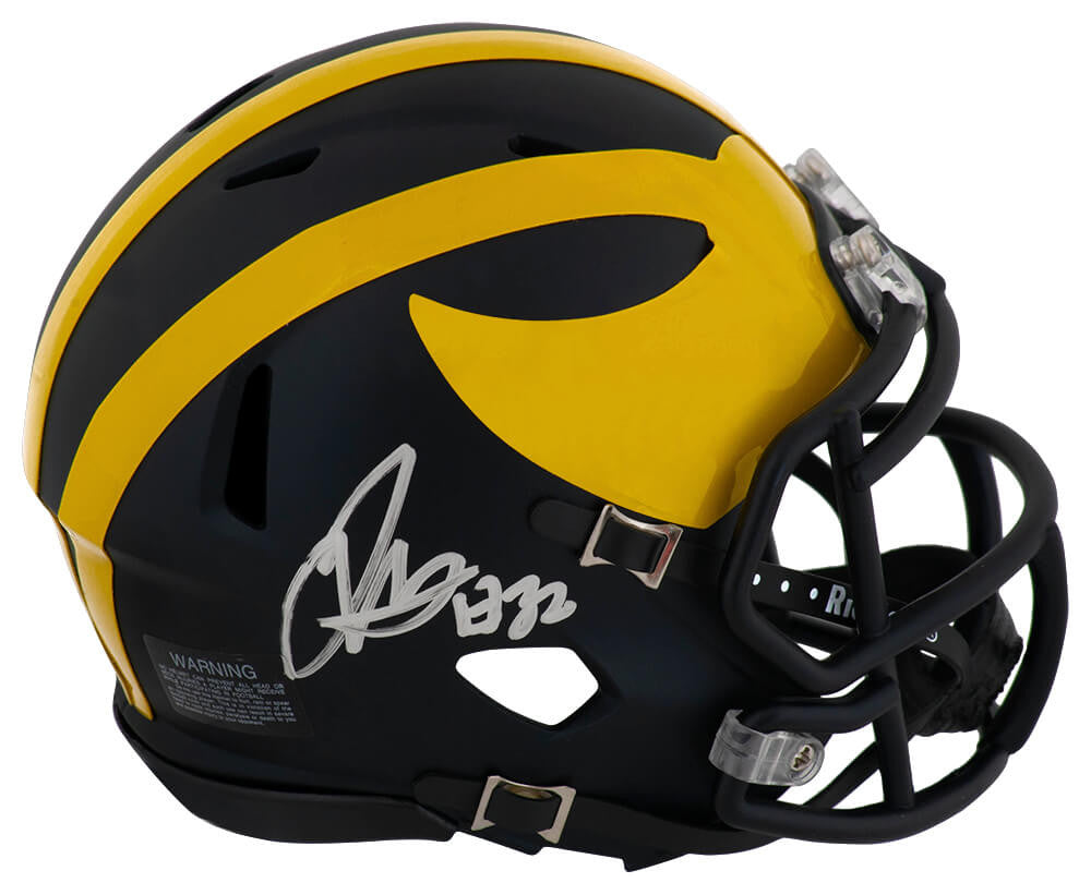 Jaylen Harrell Signed Michigan Wolverines Riddell Speed Mini Helmet - Schwartz COA
