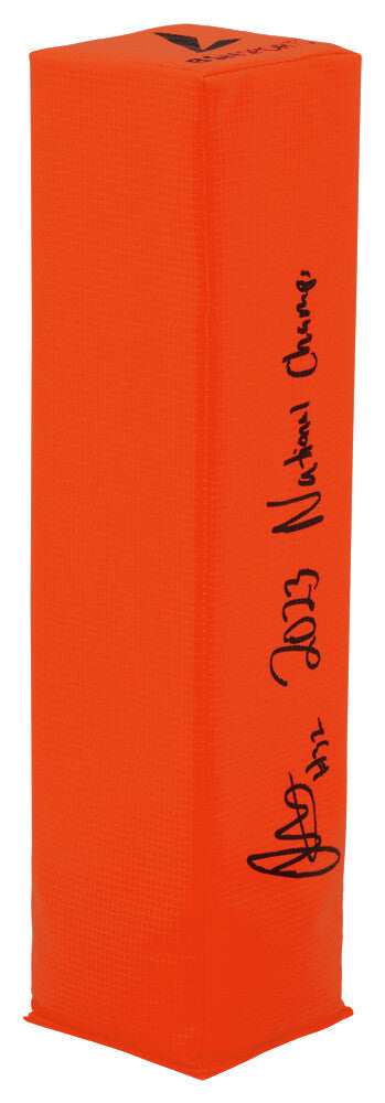 Jaylen Harrell Signed BSN Orange Endzone Football Pylon w/2023 National Champs