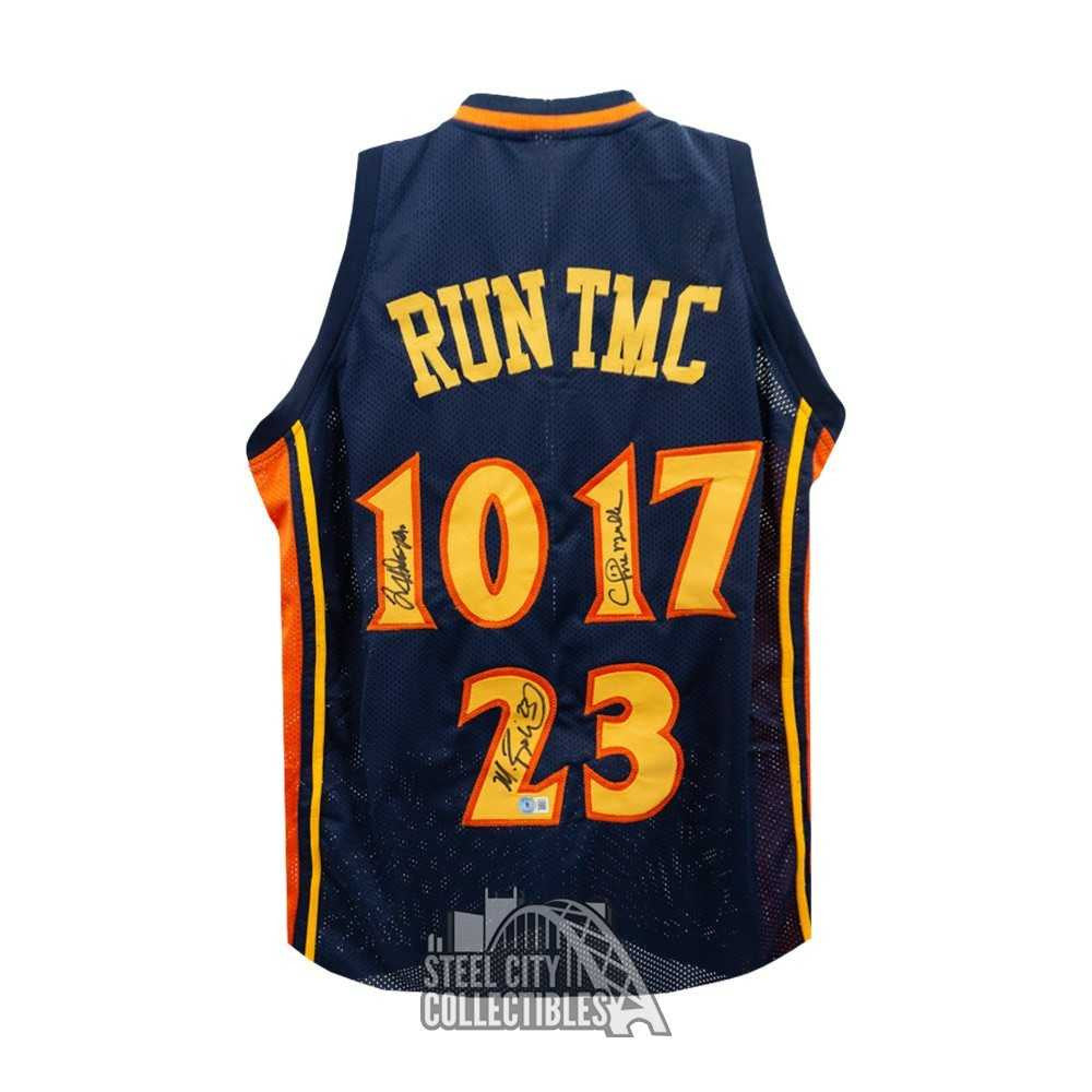 Hardaway, Richmond, Mullin Autographed Golden State RUN TMC Custom Navy Basketball Jersey - BAS