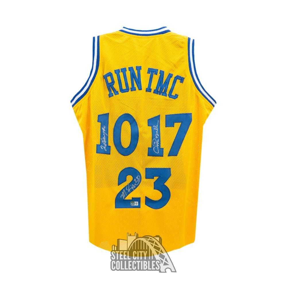 Hardaway, Richmond, Mullin Autographed Golden State RUN TMC Custom Yellow Basketball Jersey - BAS