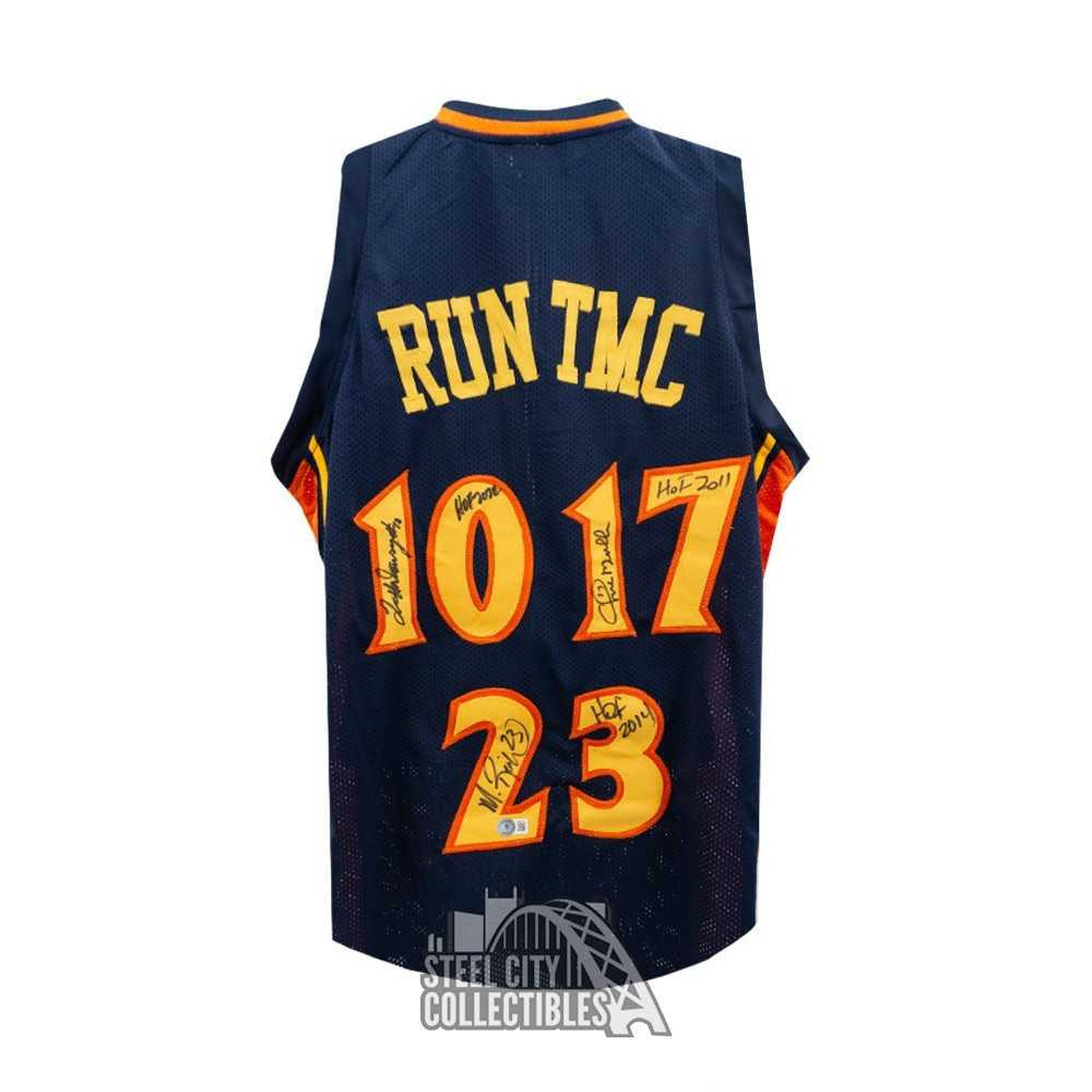 Hardaway, Richmond, Mullin Autographed Golden State RUN TMC HOF Custom Navy Basketball Jersey - BAS