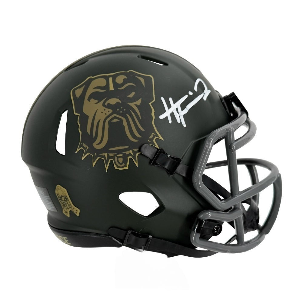 Harold Fannin Jr. Signed Cleveland Browns 2025 Salute To Service Speed Mini Helmet – JSA Certified