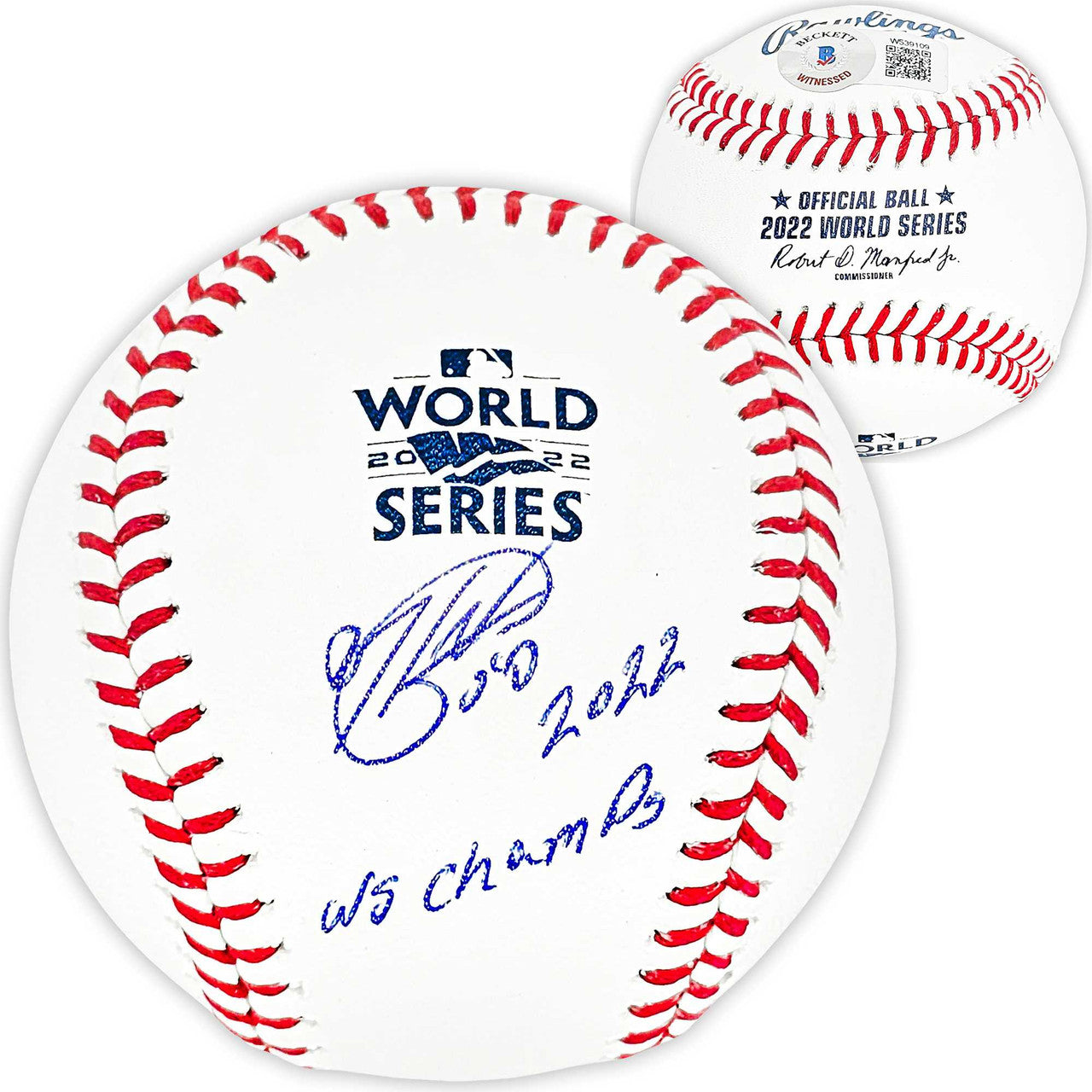 Hector Neris Autographed Official 2022 World Series MLB Baseball Houston Astros "2022 WS Champions" Beckett BAS Witness Stock #215407