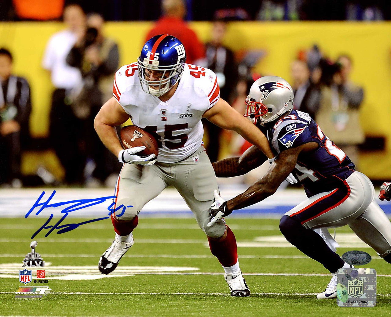 Henry Hynoski Autographed 8X10 Photo New York Giants Super Bowl XLVI MCS Holo