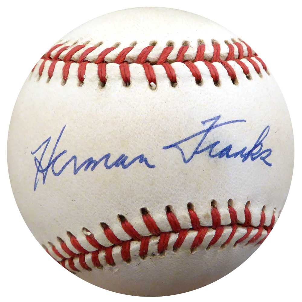 Herman Franks Autographed Official NL Baseball Brooklyn Dodgers Beckett BAS #F26556