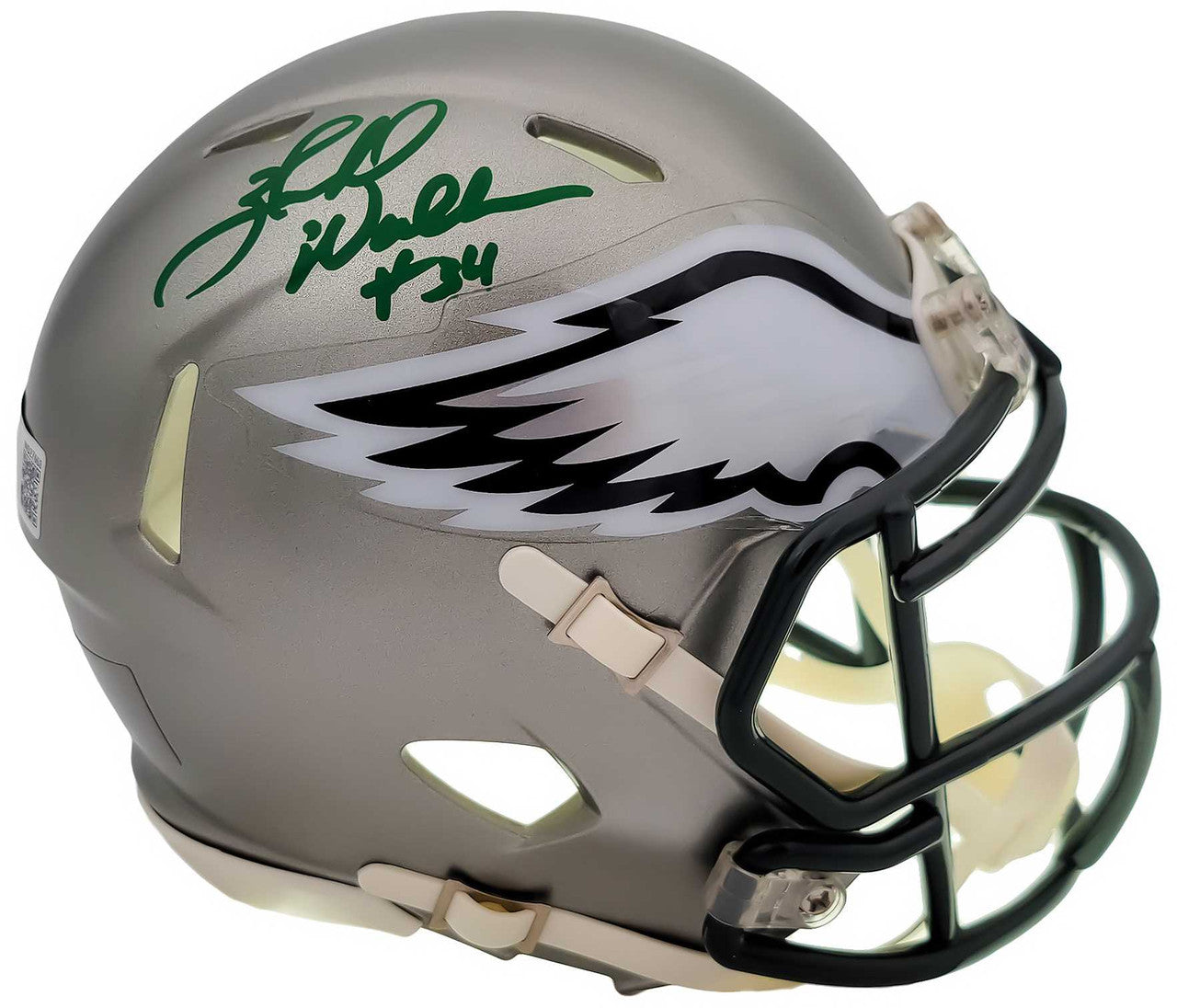 Herschel Walker Autographed Philadelphia Eagles Flash Silver Speed Mini Helmet Beckett BAS QR Stock #202147