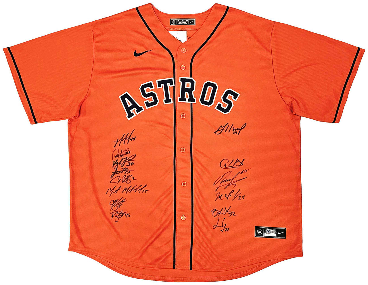 Houston Astros 2022 World Series Champions Autographed Orange Nike Jersey (14 Sigs, Size XXL) – BAS Witness