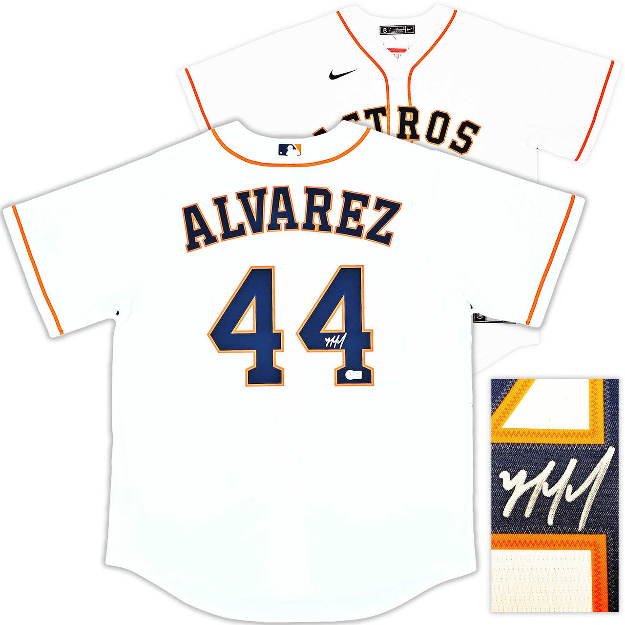 Houston Astros Yordan Alvarez Autographed White Nike Jersey Size L Beckett BAS Witness