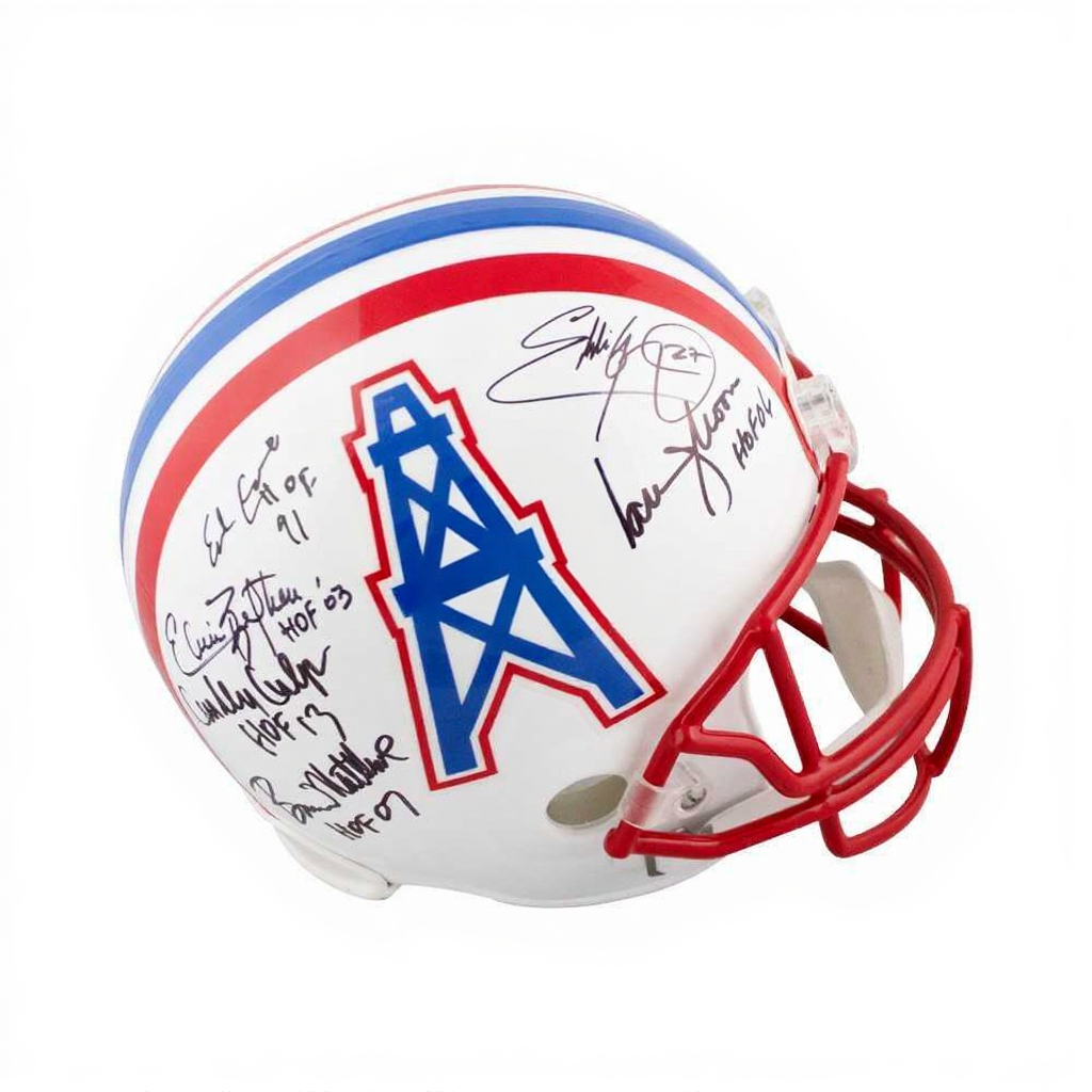 Houston Oilers Greats Signed Full-Size Replica Helmet – Beckett COA