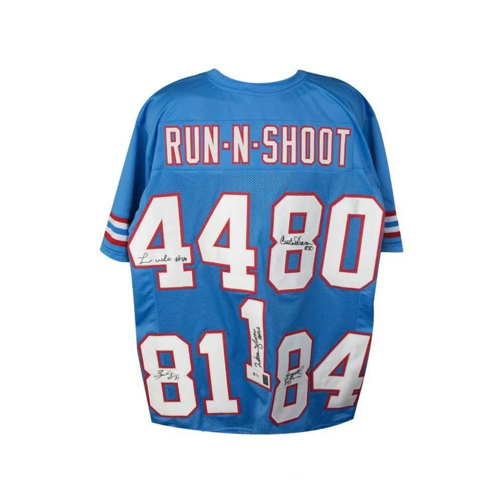Houston Oilers Run-N-Shoot Autographed Blue Jersey - BAS COA