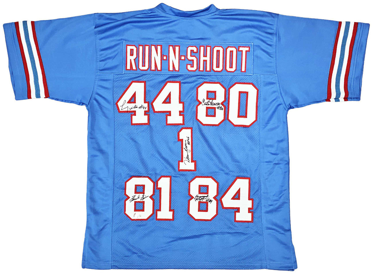 Houston Oilers Run & Shoot 5x Autographed Blue Jersey – Beckett