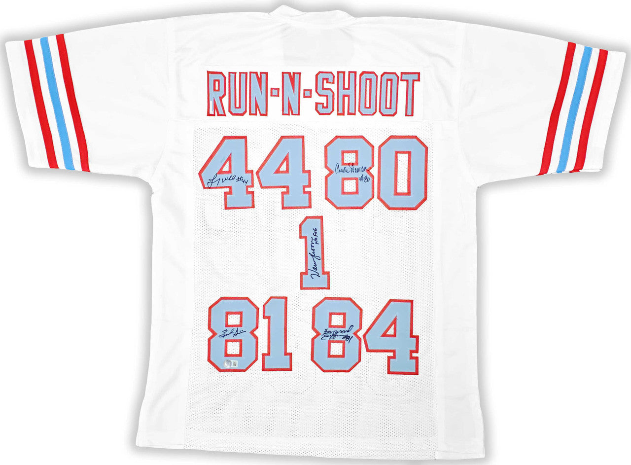 Houston Oilers Run & Shoot 5x Autographed White Jersey – Beckett