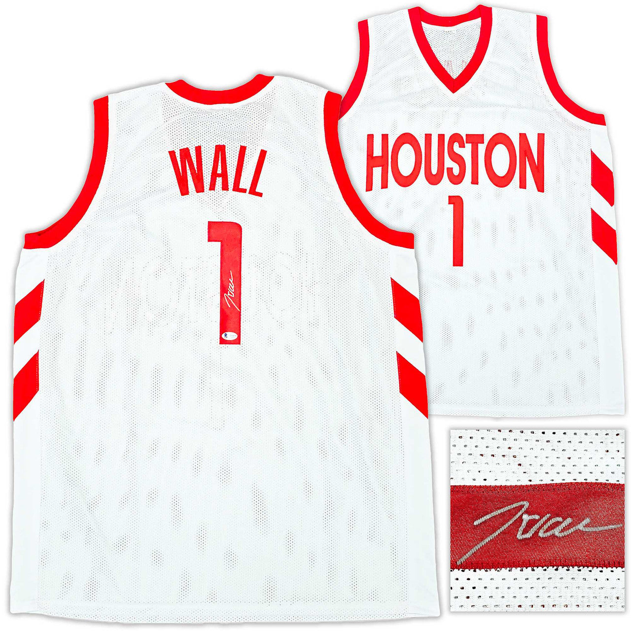 Houston Rockets John Wall Autographed White Jersey Beckett BAS Witness
