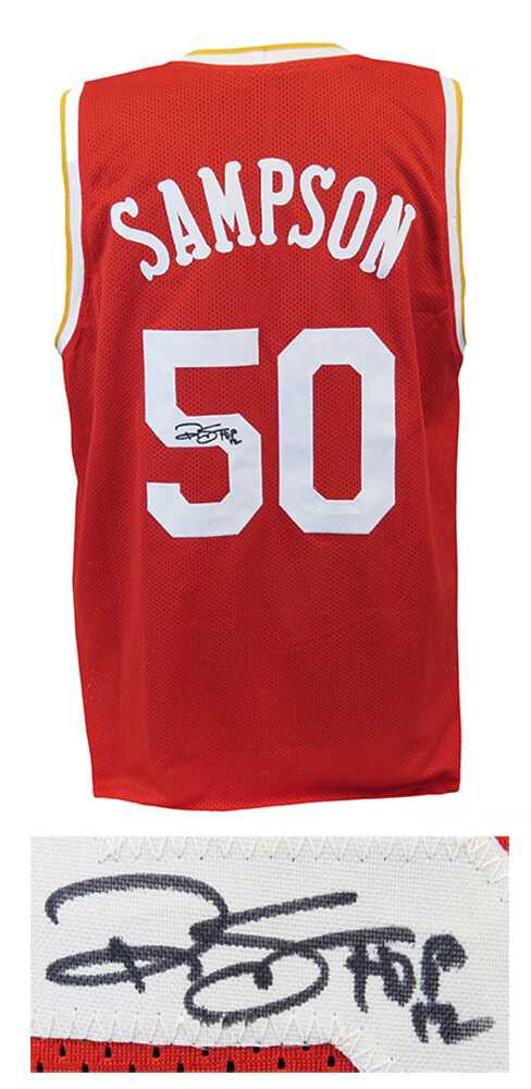 Houston Rockets Ralph Sampson Signed Red Jersey w/HOF'12 - Schwartz Authentic