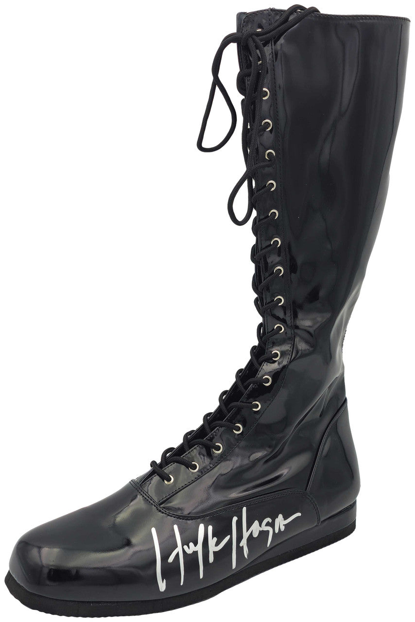 Hulk Hogan Autographed Black Left Foot Boot Shoes WWE JSA Stock #237070