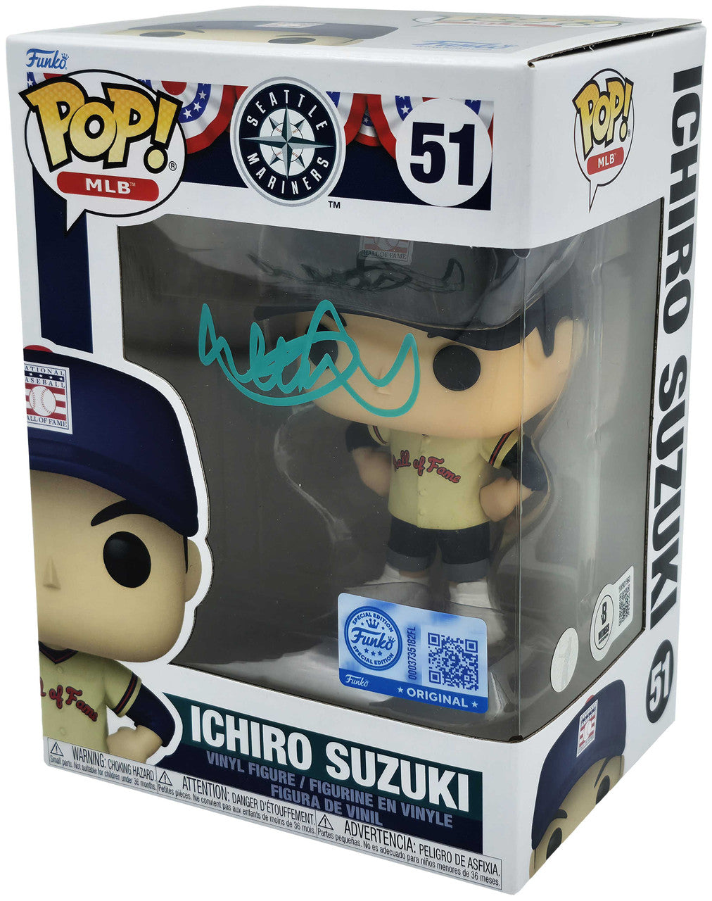 Ichiro Suzuki Autographed Hall of Fame Funko Pop #51 – Seattle Mariners – Beckett BAS Witness & Ichiro Holo