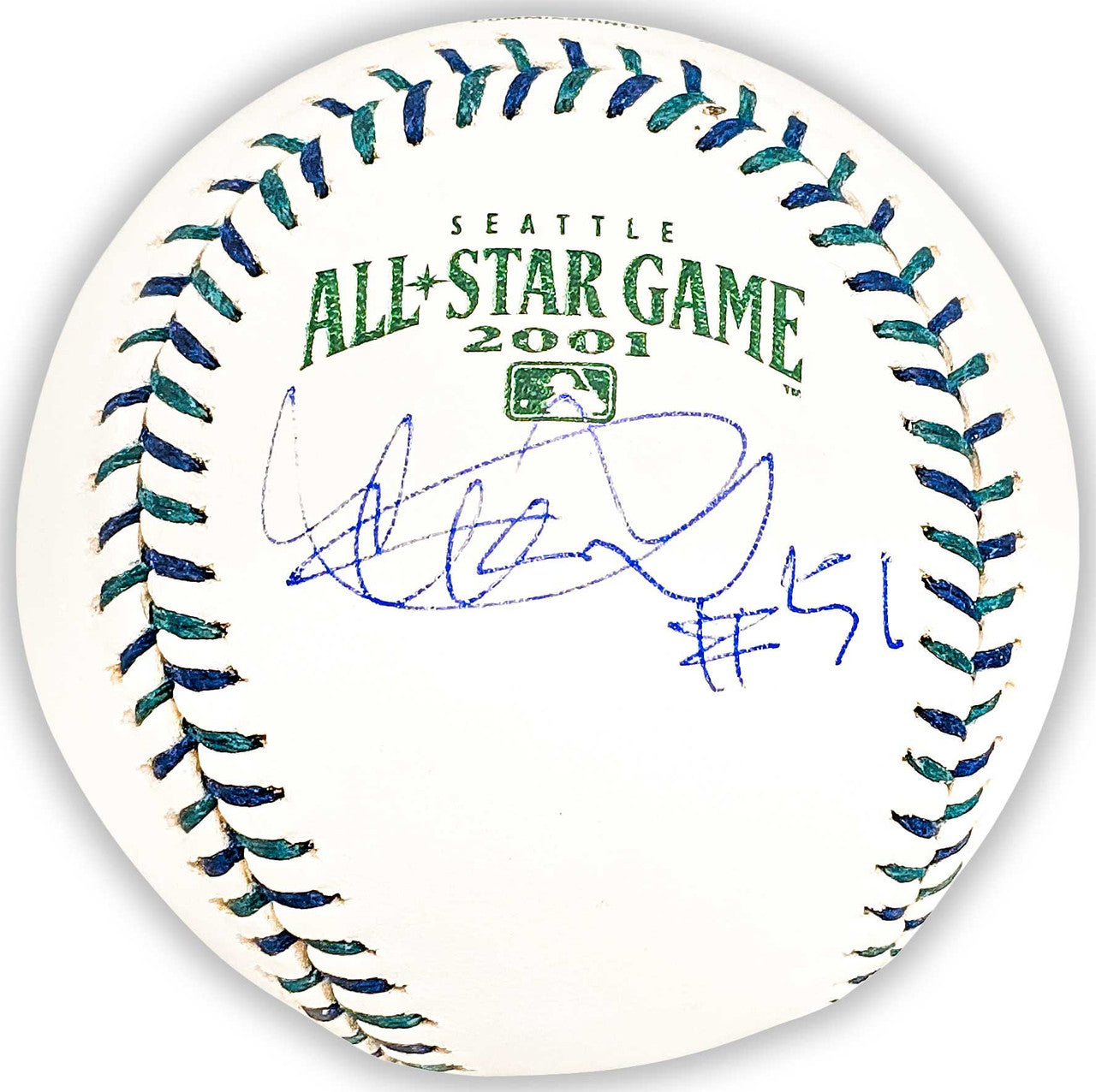 Ichiro Suzuki Autographed Official 2001 All Star Game Logo Game Baseball Seattle Mariners "#51" IS Holo