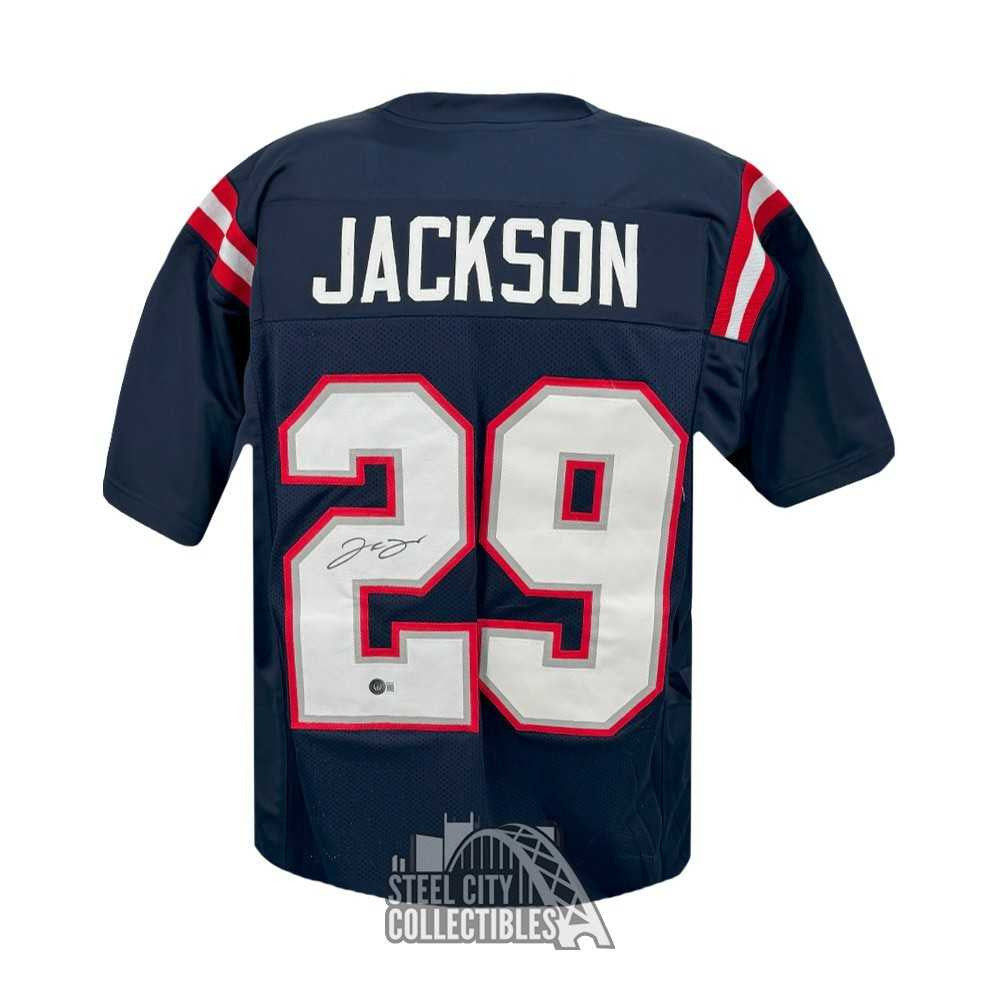 JC Jackson Autographed New England Custom Navy Football Jersey - BAS