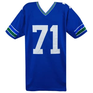 Walter Jones Autographed Seattle Seahawks Blue Throwback Jersey “HOF ’14” – Schwartz COA