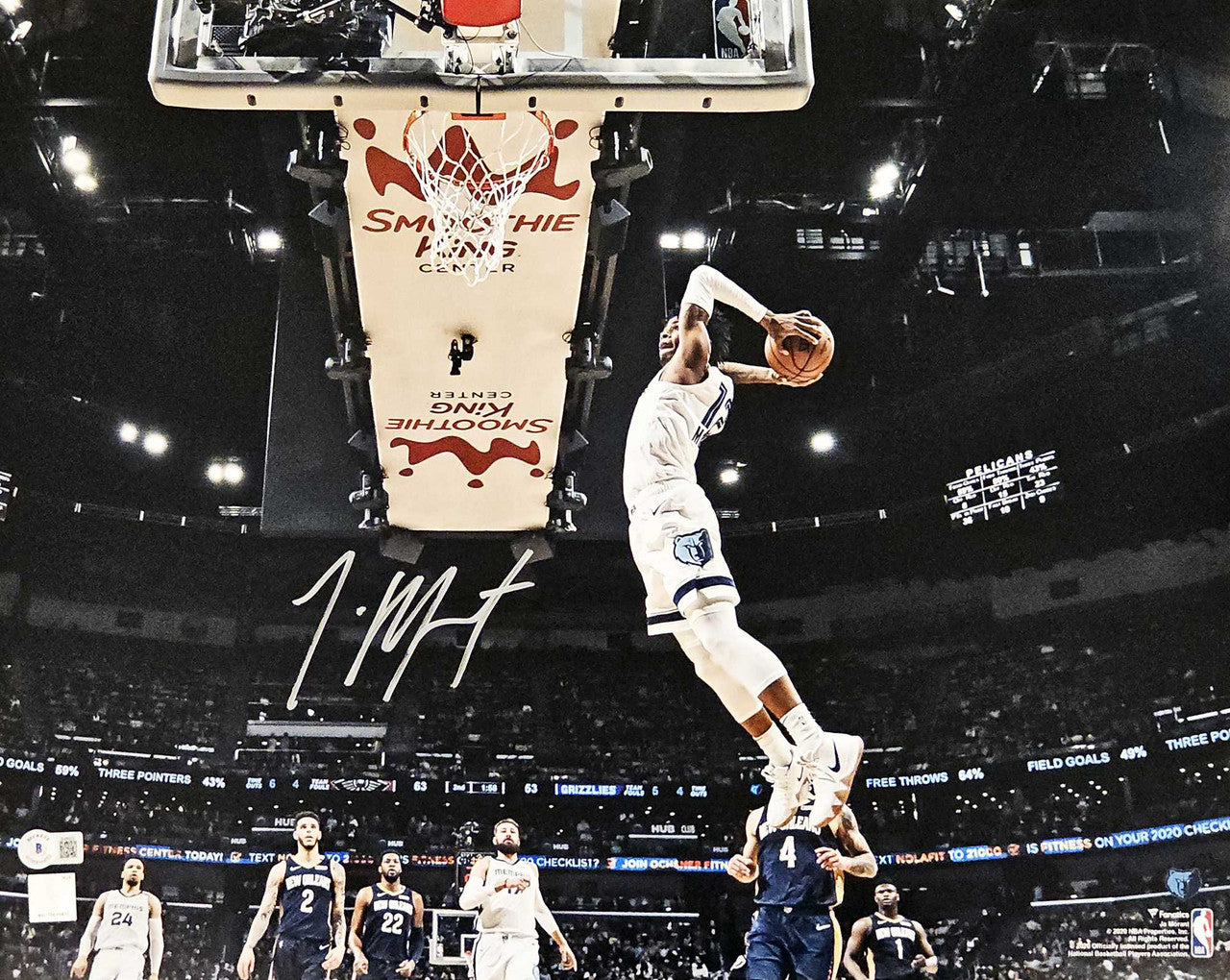 Ja Morant Autographed 16x20 Photo Memphis Grizzlies Beckett BAS QR Stock #218595