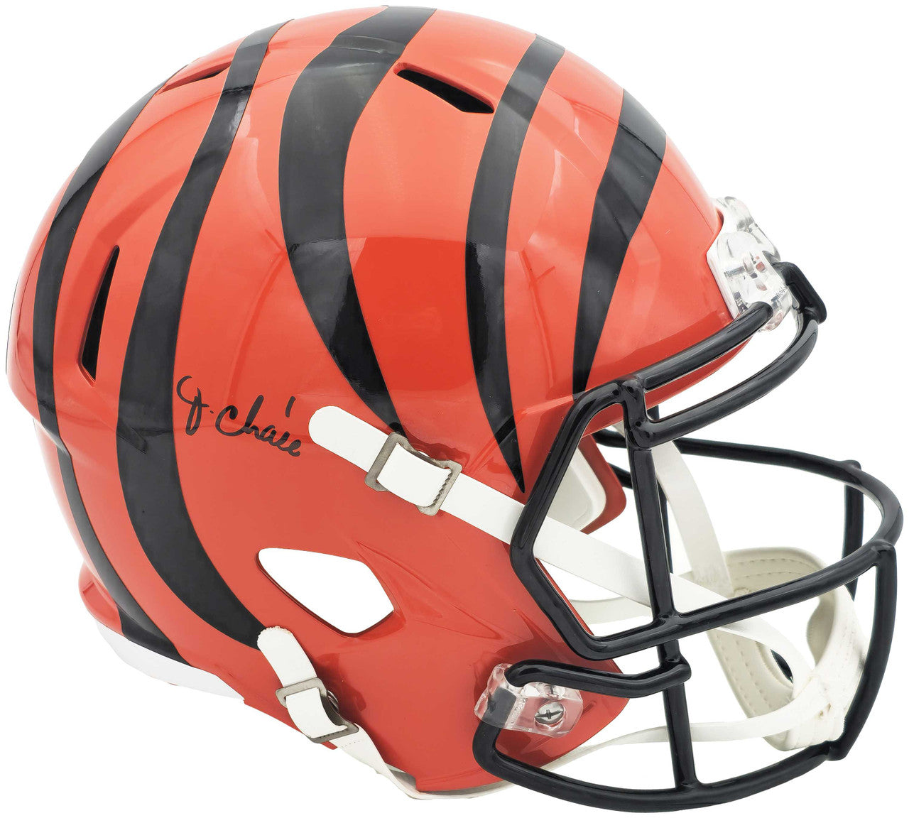 Ja’Marr Chase Autographed Cincinnati Bengals Orange Full Size Speed Replica Helmet – Beckett BAS Witness
