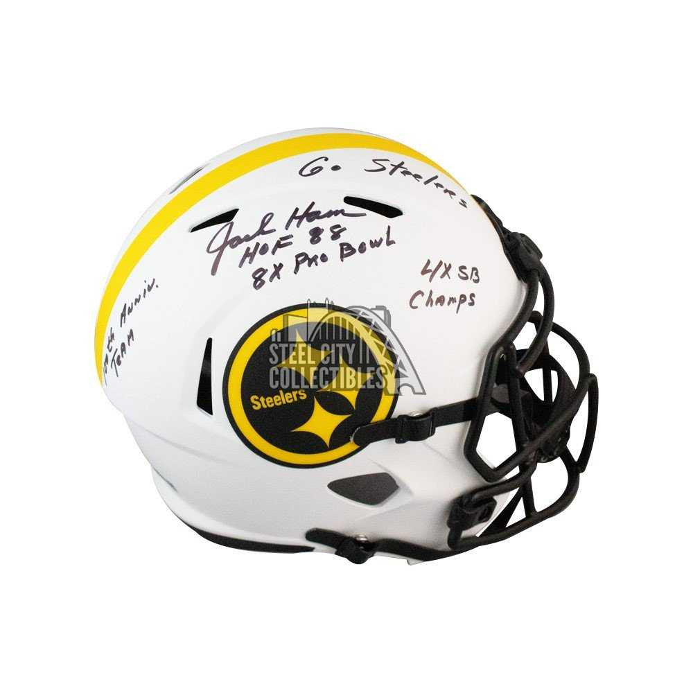 Jack Ham 5 Inscriptions Autographed Steelers Lunar Eclipse Replica Full-Size Football Helmet - BAS (Black Ink)