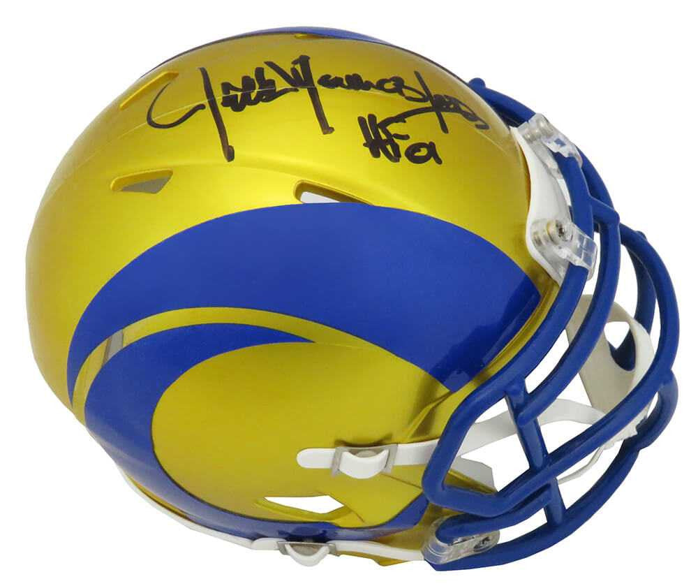 Jack Youngblood Signed Los Angeles Rams FLASH Riddell Speed Mini Helmet w/HF'01 - Schwartz Authenticated