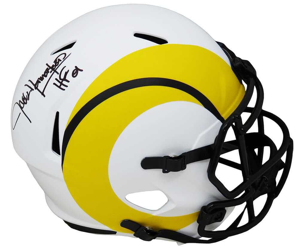 Jack Youngblood Signed Los Angeles Rams Lunar Eclipse White Matte Riddell Full Size Speed Helmet w/HF'01 - Schwartz Authenticated