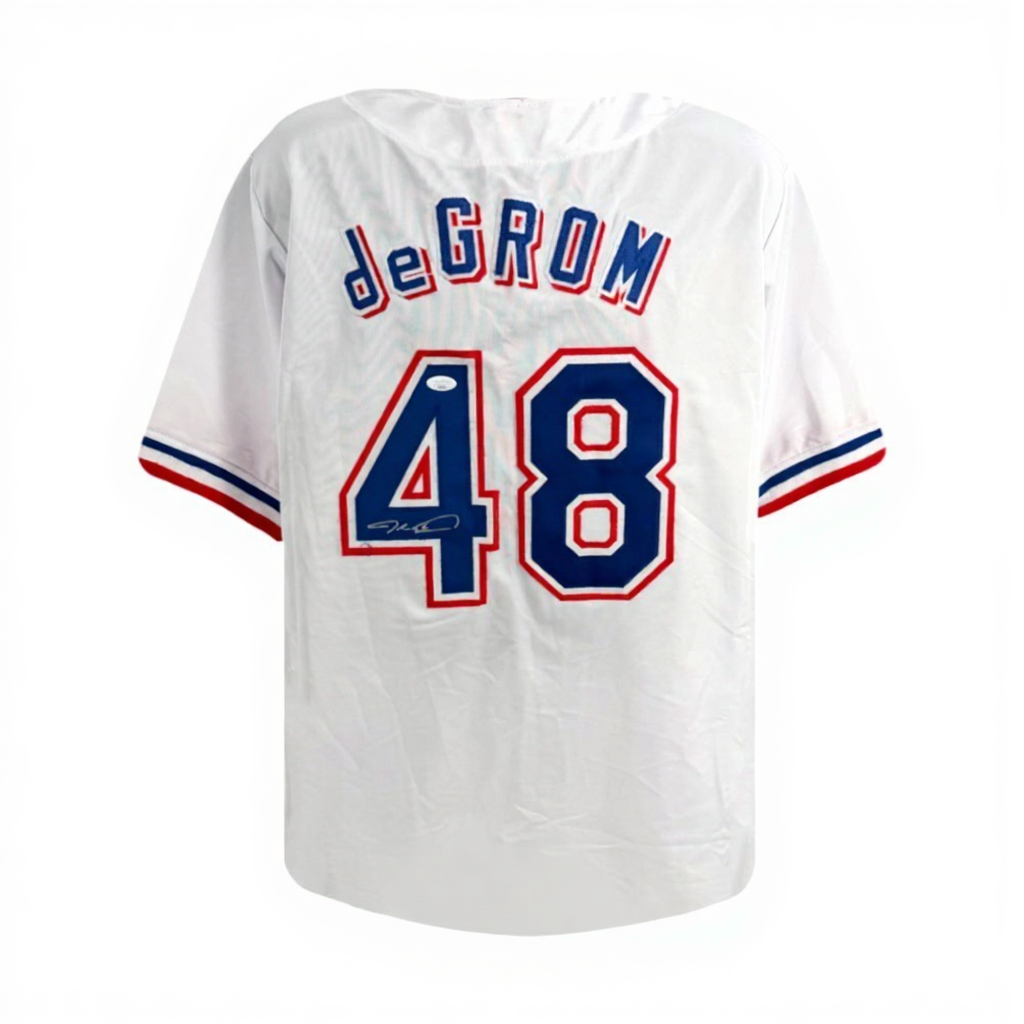 Jacob deGrom Signed Texas Rangers White Jersey – JSA COA
