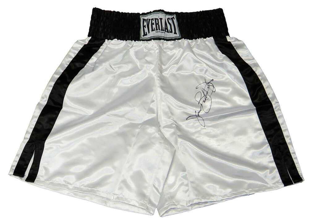 James Buster Douglas Signed Everlast White Boxing Trunks - Schwartz Authentic
