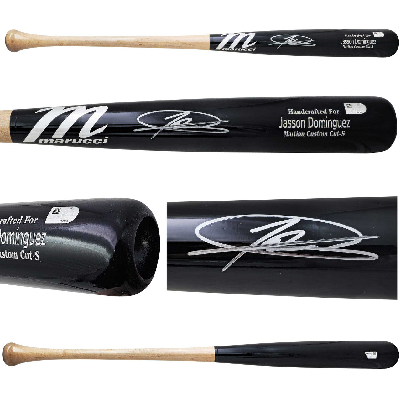 Jasson Dominguez Autographed Black & Sand Marucci Martian Custom Cut-S Baseball Bat New York Yankees Fanatics and MLB Holo