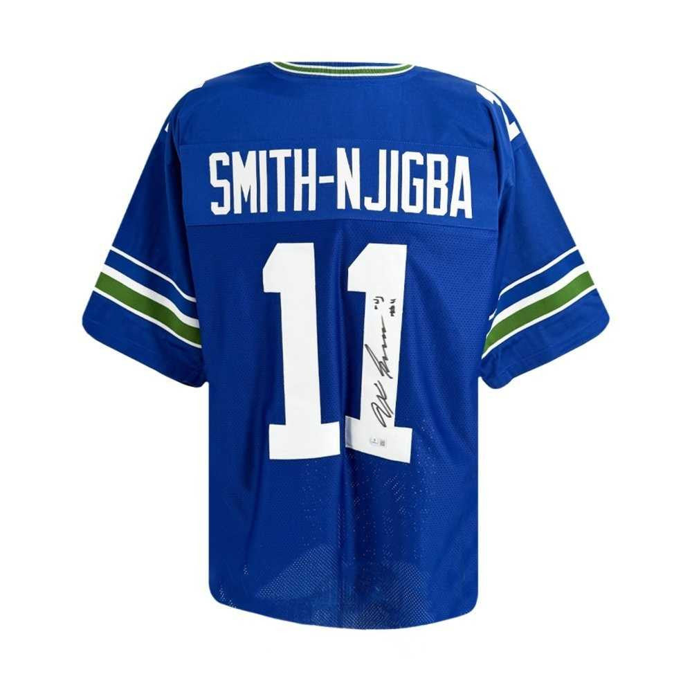 Jaxon Smith-Njigba Autographed Seattle Seahawks Custom Blue Football Jersey – Beckett BAS