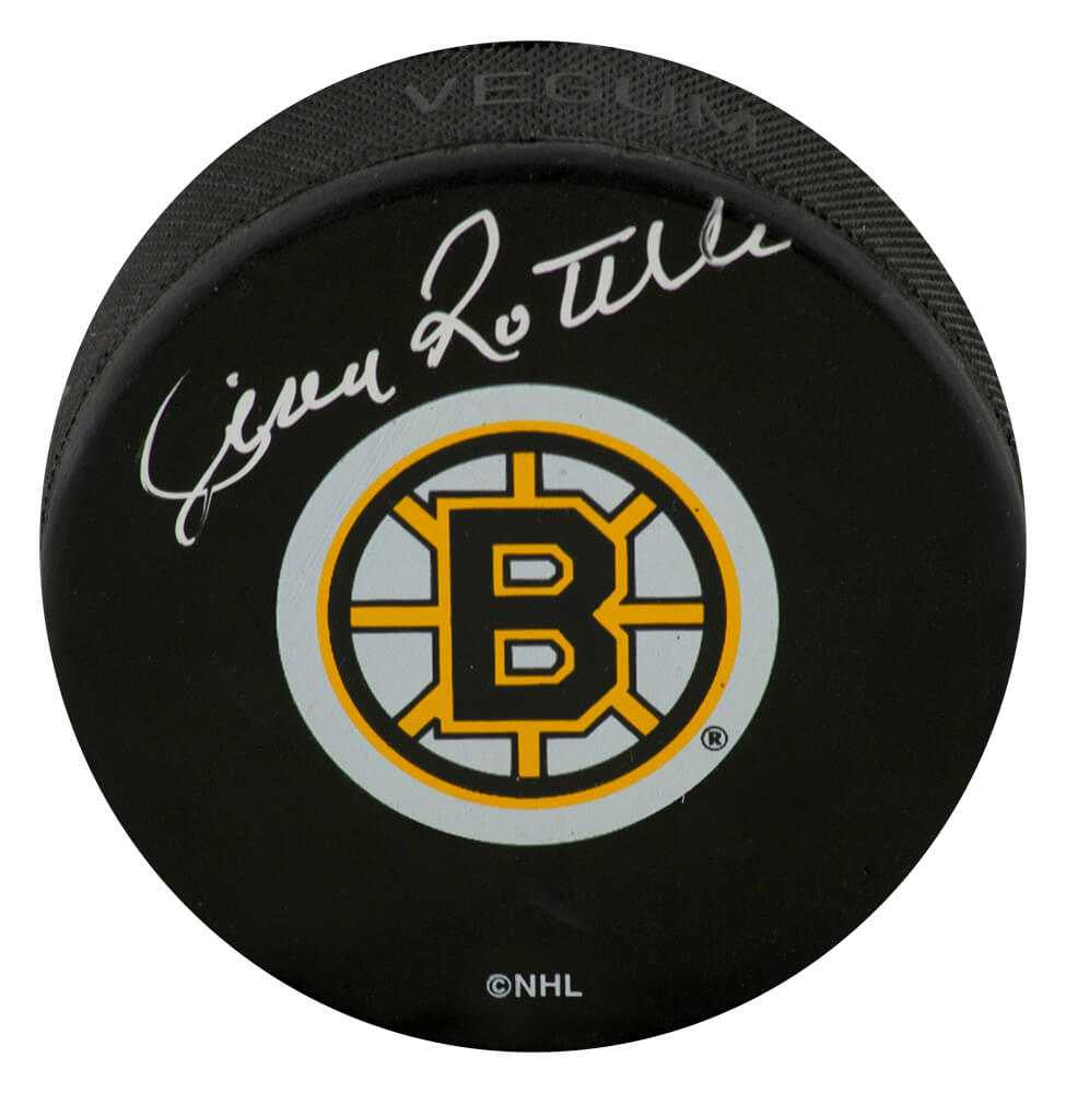 Jean Ratelle Signed Boston Bruins Medium Logo Hockey Puck