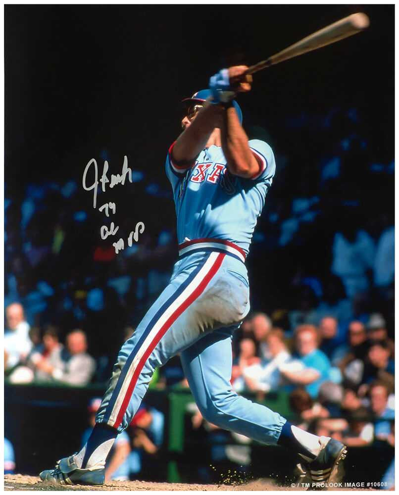 Jeff Burroughs Signed Texas Rangers Swinging Action 16x20 Photo w/74 AL MVP