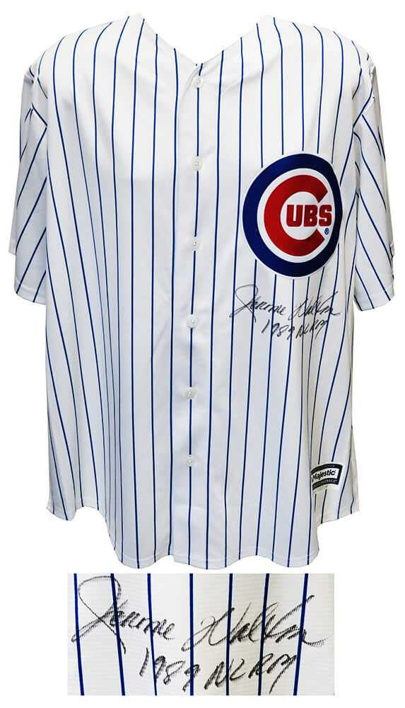 Jerome Walton Signed Chicago Cubs Majestic White Pinstripe Baseball Jersey w/1989 NL ROY