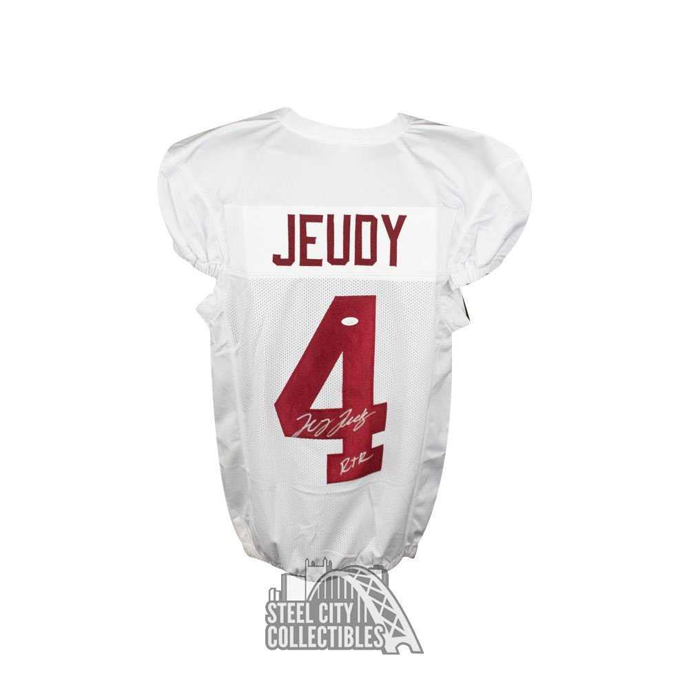 Jerry Jeudy RTR Autographed Alabama Game Cut Custom Football Jersey - JSA COA