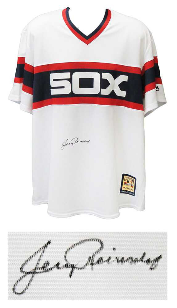 Jerry Reinsdorf Signed Chicago White Sox 1980's Style Throwback Majestic Cooperstown Collection White Jersey  - Schwartz Authentic