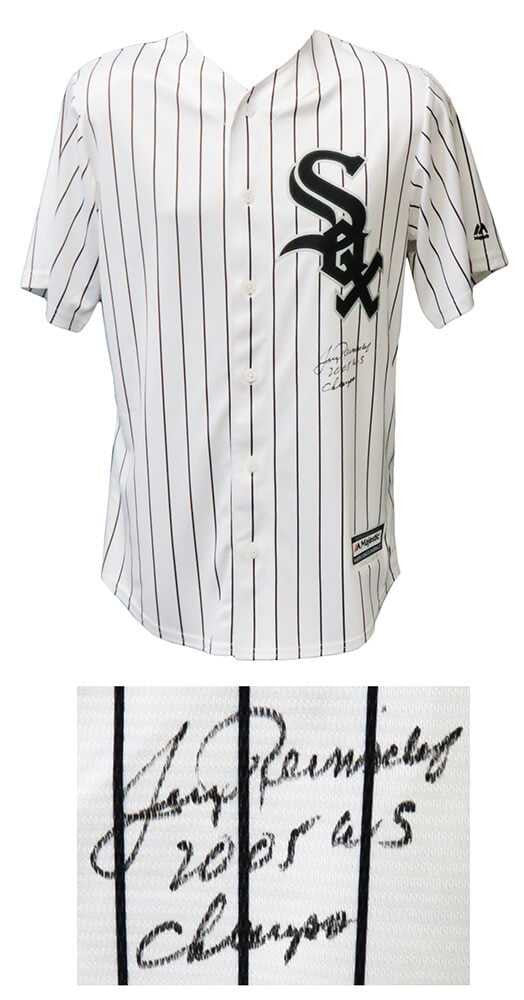 Jerry Reinsdorf Signed Chicago White Sox Majestic White Pinstripe Jersey w/ 2005 WS Champs  - Schwartz Authentic