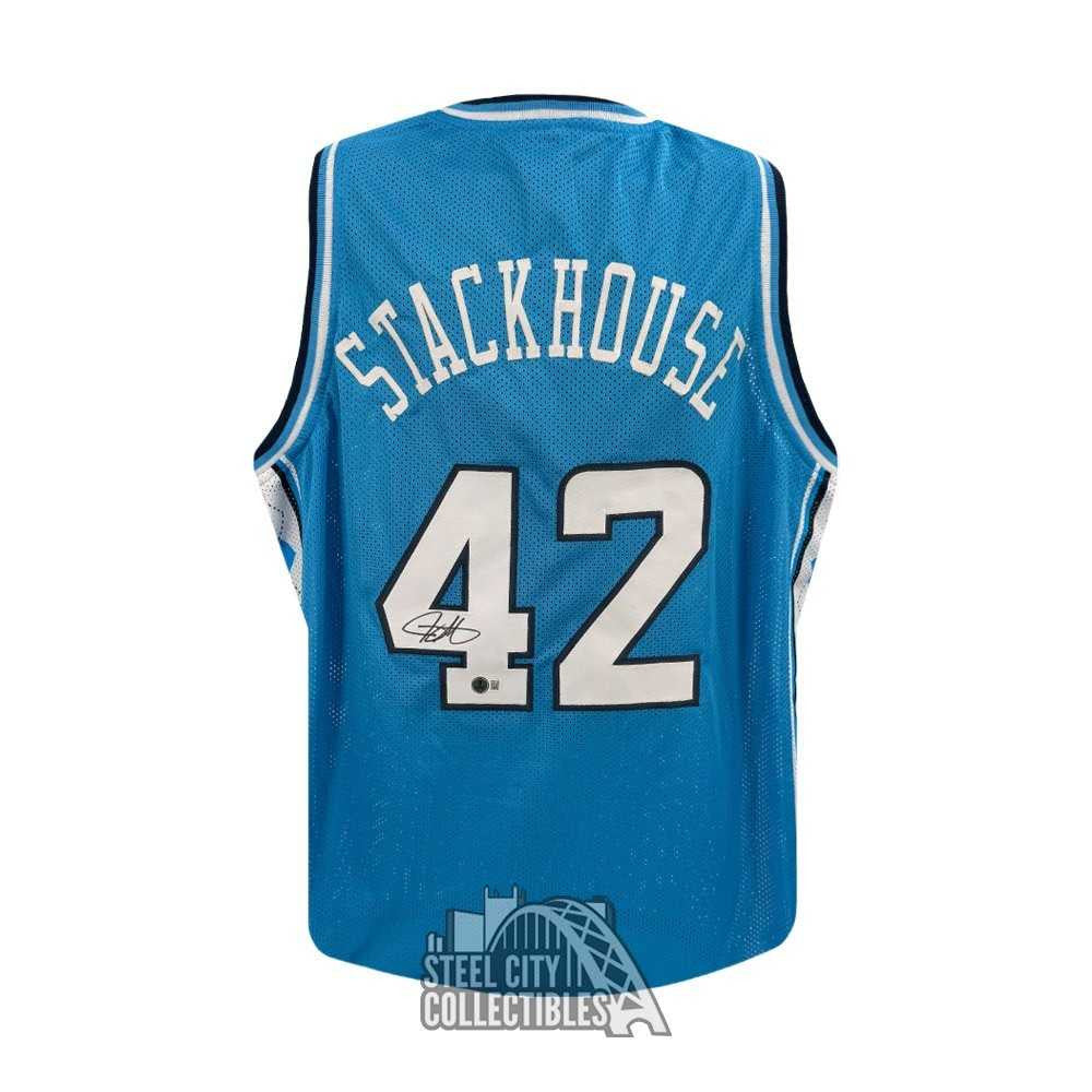 Jerry Stackhouse Autographed North Carolina Tarheels Blue Basketball Jersey - BAS