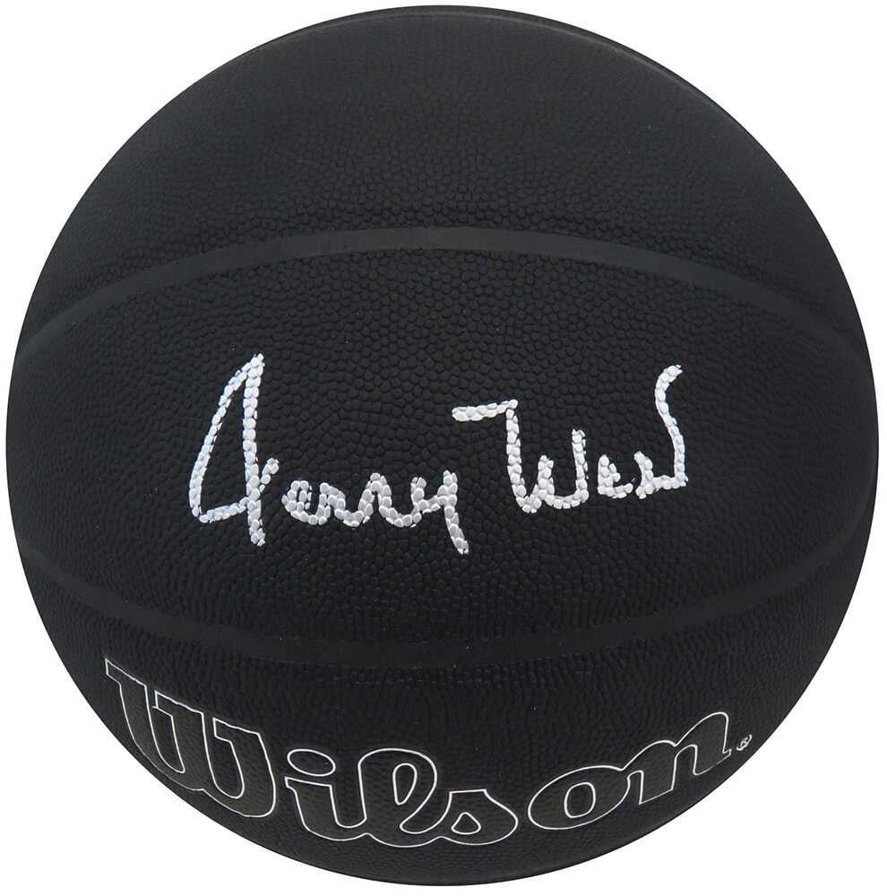 Jerry West Signed Wilson 75th Anniversary Logo Black NBA Basketball - Schwartz Authentic