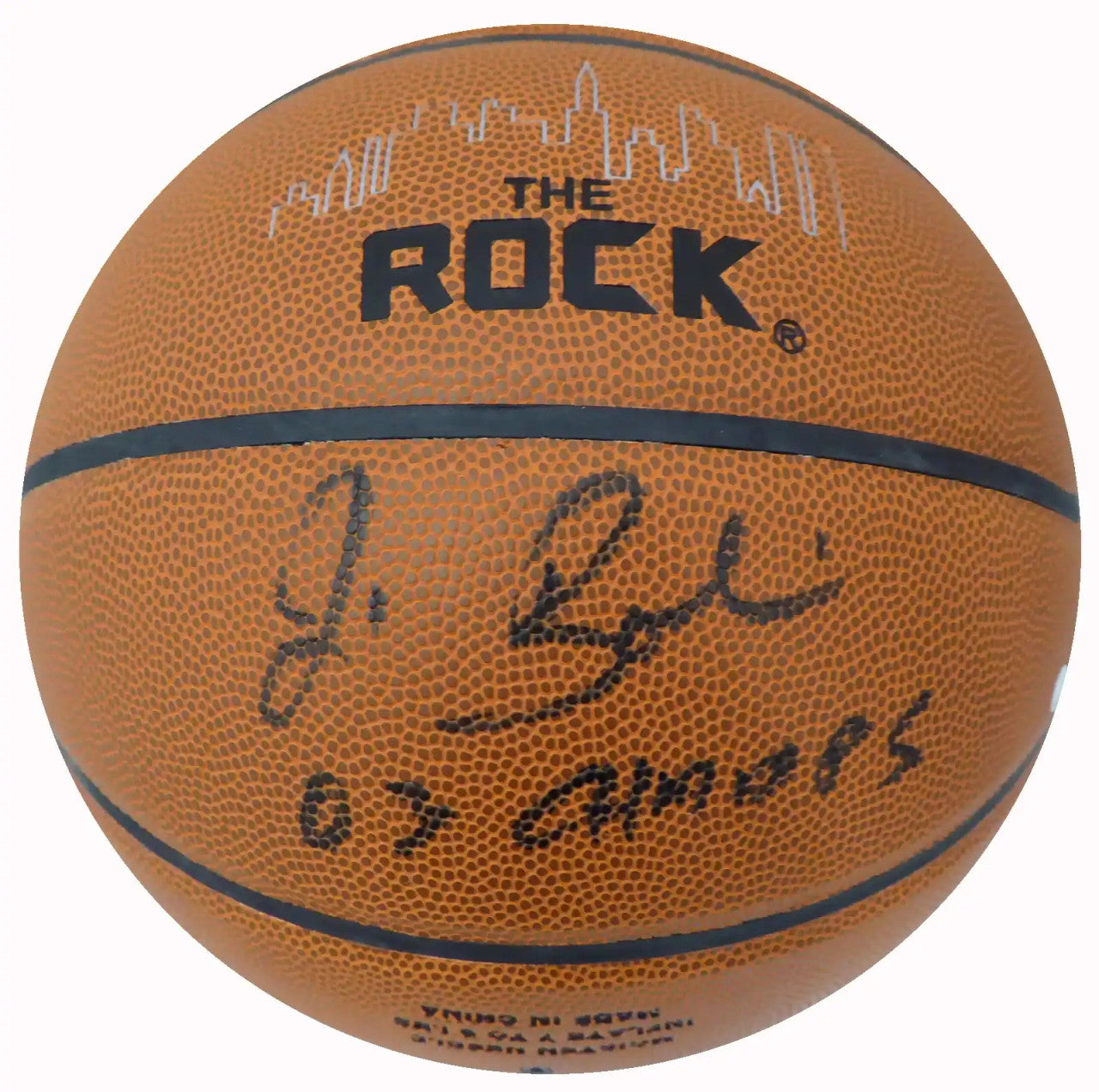 Jim Boeheim Autographed The Rock Basketball Syracuse Orange "05 Champs" Steiner