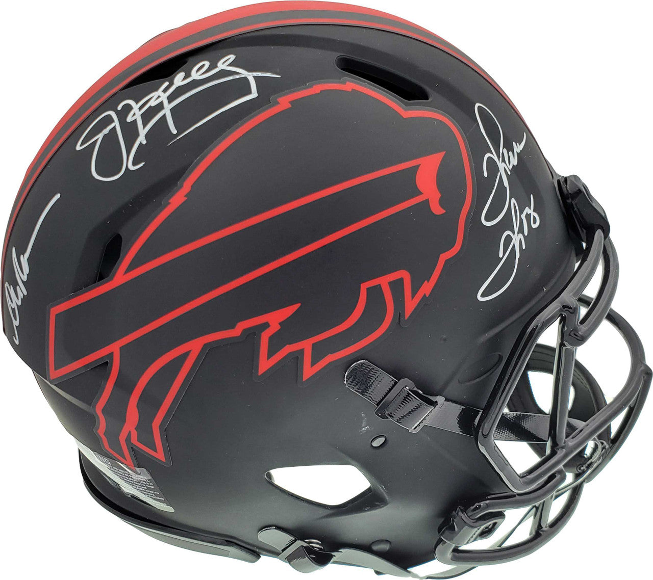 Jim Kelly, Thurman Thomas & Andre Reed Autographed Eclipse Black Buffalo Bills Authentic Speed Full Size Helmet Beckett BAS