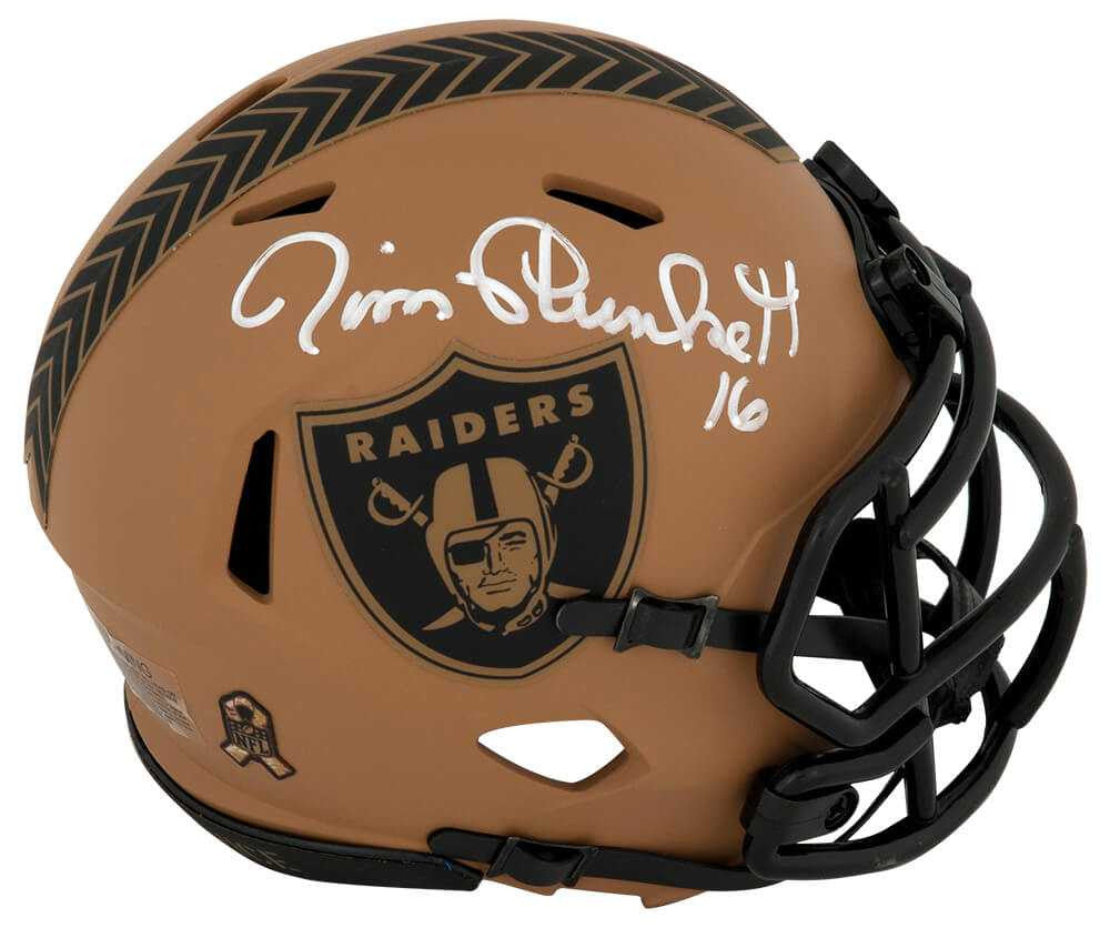 Jim Plunkett Signed Raiders SALUTE 2023 Riddell Speed Mini Helmet - Schwartz Authenticated