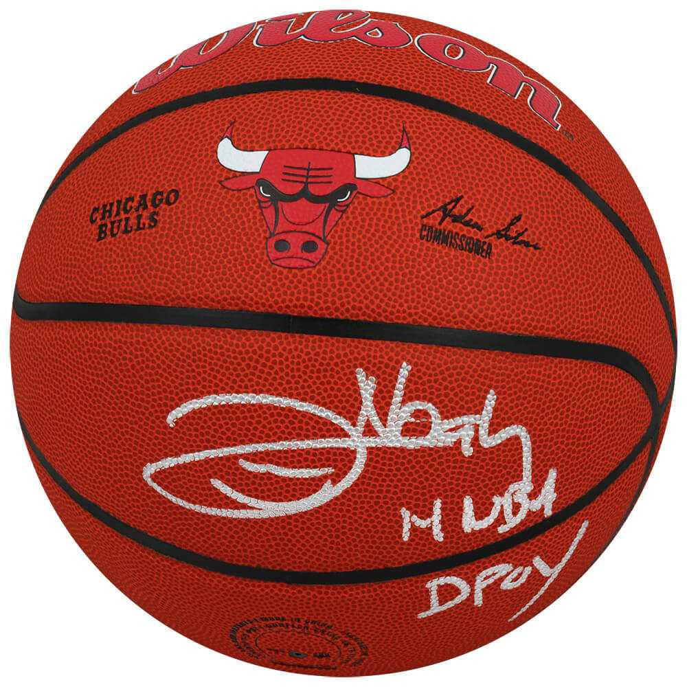 Joakim Noah Signed Wilson Chicago Bulls Logo NBA Basketball w/14 NBA DPOY - Schwartz Authenticated