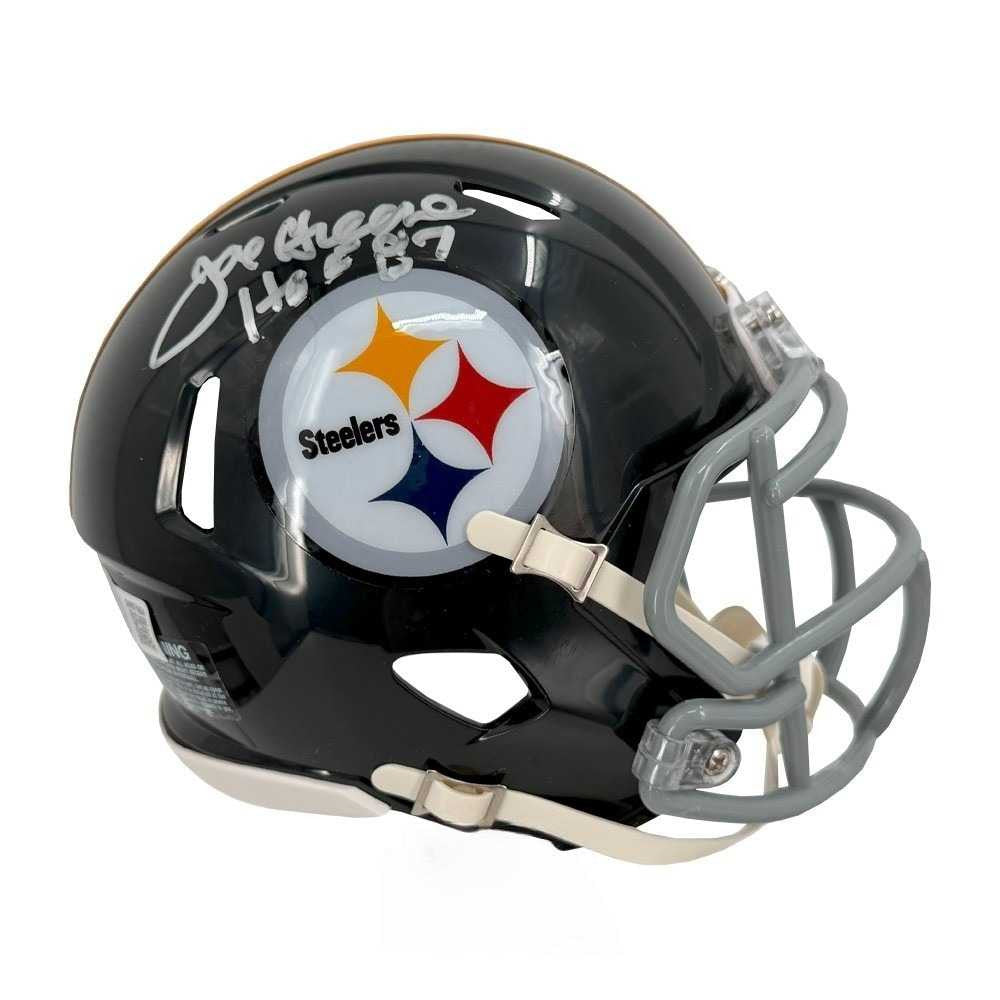 Joe Greene HOF 87 Autographed Pittsburgh Steelers Throwback 63-76 Mini Football Helmet - BAS (Silver Ink)
