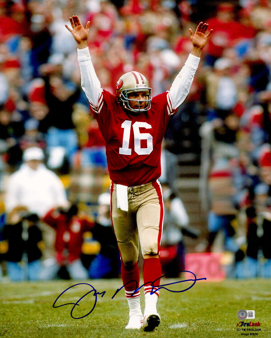Joe Montana Autographed 16x20 Photo “Arms Raised” San Francisco 49ers – Beckett BAS QR