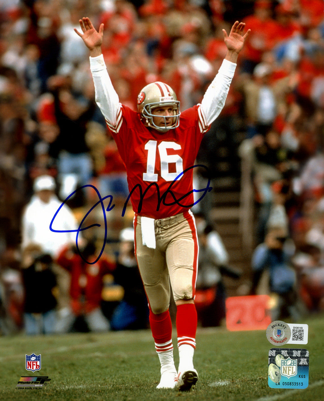Joe Montana Autographed 8x10 Photo San Francisco 49ers Beckett BAS QR