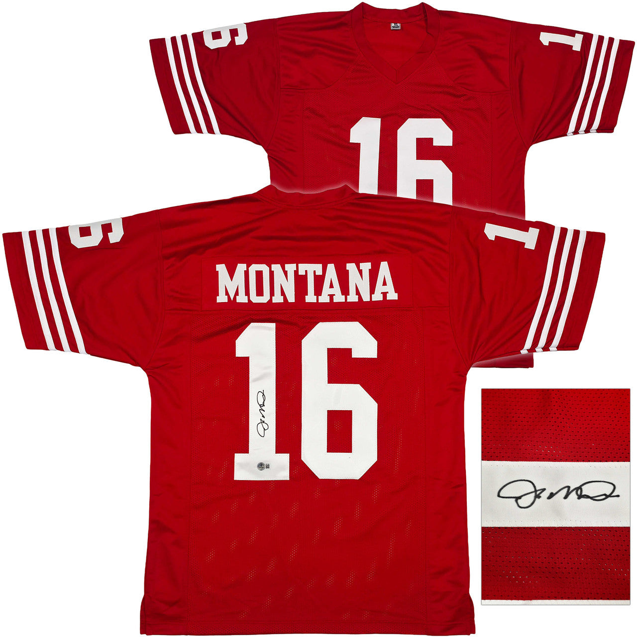 Joe Montana Autographed San Francisco 49ers Red Jersey – Beckett BAS QR