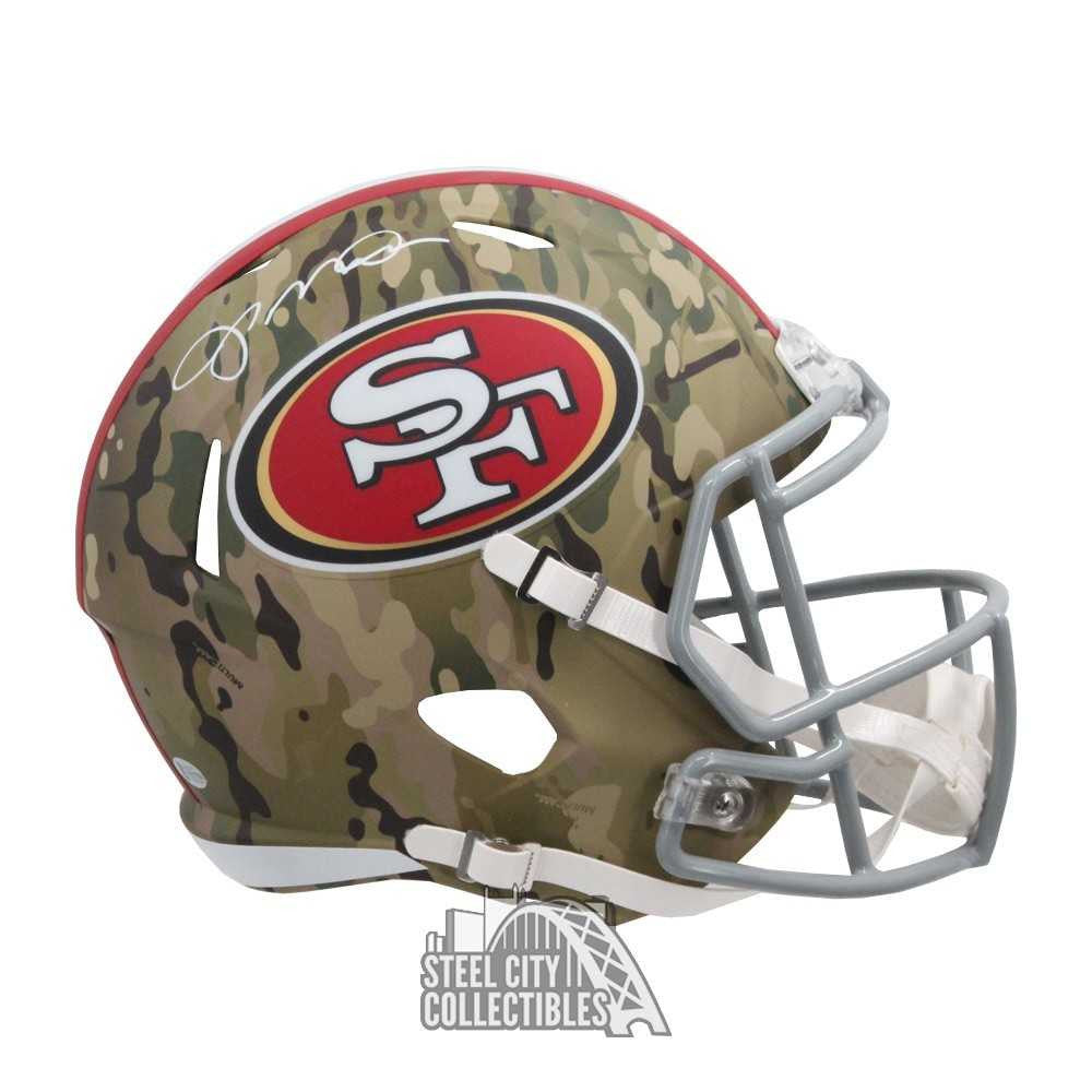 Joe Montana Signed San Francisco 49ers Camo Replica Full-Size Helmet – Beckett BAS COA