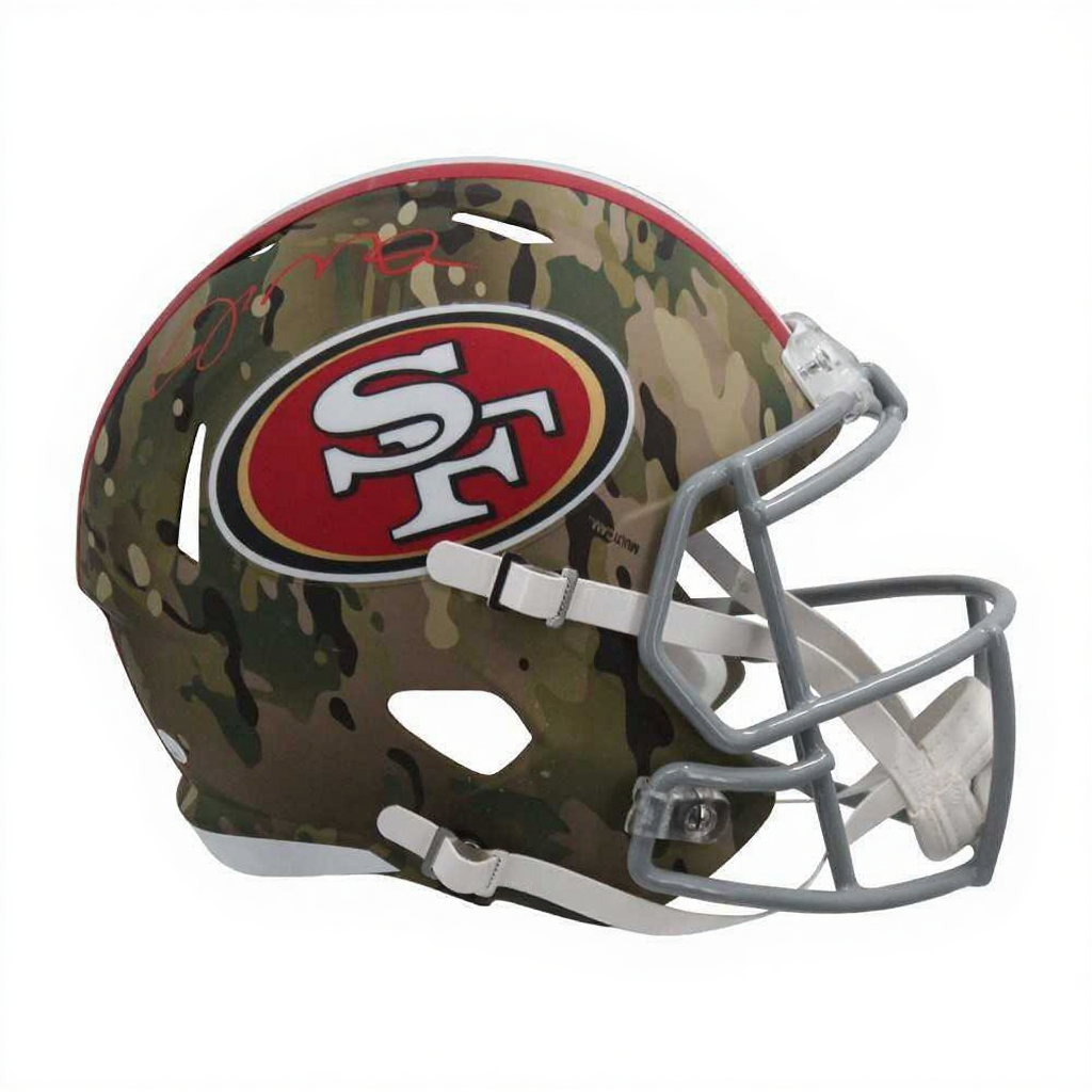 Joe Montana Signed San Francisco 49ers Replica Camo Full-Size Helmet – JSA COA